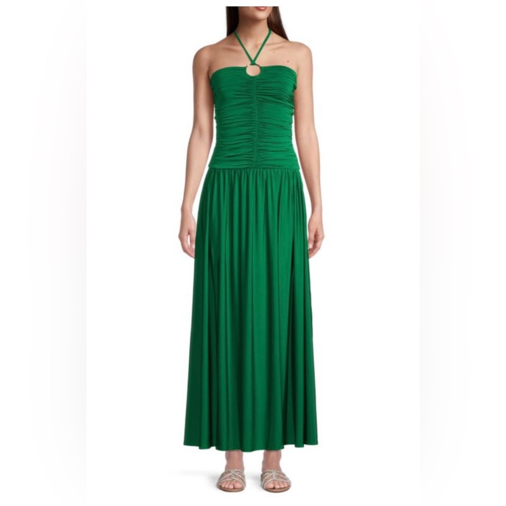 AURUM Ruched Halter Maxi Green XS